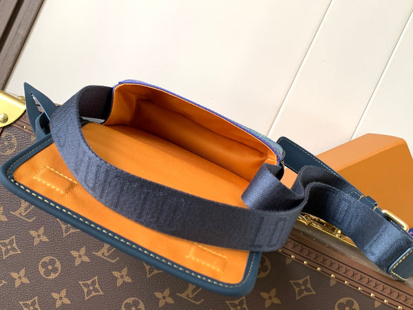 LV Bosphore Mini Handbag 19cm Purple Blue Canvas & Leather trim