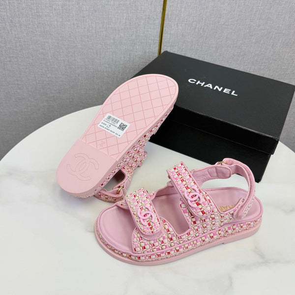 CC Dad Sandal Pink Tweed Sheepskin 620125