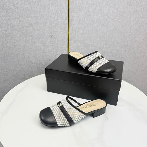 CC 26s Sandal Black Beige Mesh Sheepskin 639828
