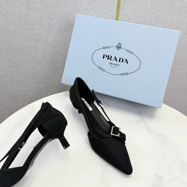 Prada Pumps 4.5cm Black Canvas 639960