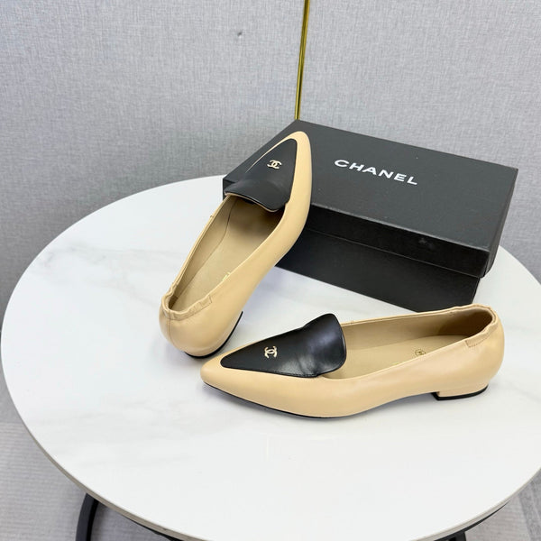 CC 26s Pointed Loafers Black Beige Sheepskin 972786