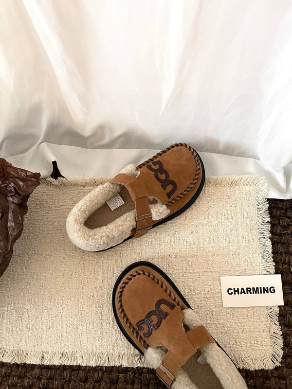 UGG Teddy Loafers Brown Suede Sheepskin Wool 512891