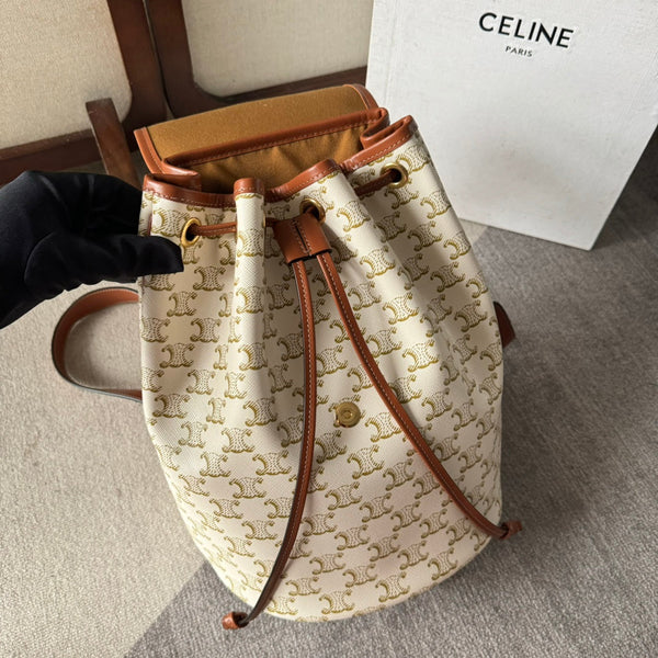 MEDIUM FOLCO BACKPACK 32 IN WHITE TRIOMPHE CANVAS