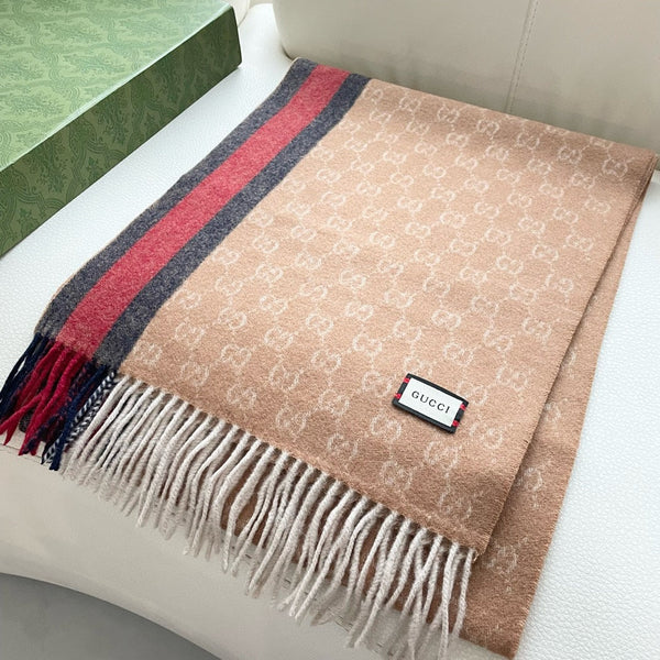 SCARF 200 CM IN PEANUT BROWN MONOGRAM CASHMERE 399766
