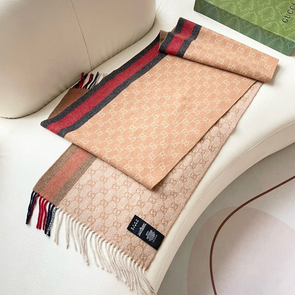 SCARF 200 CM IN PEANUT BROWN MONOGRAM CASHMERE 399766