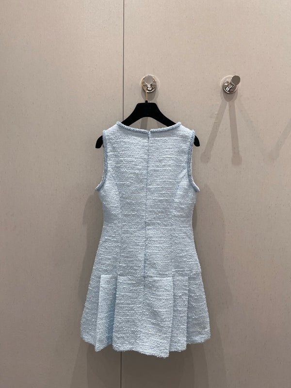 CC 25 Tweed Dress Blue Woven Fabric