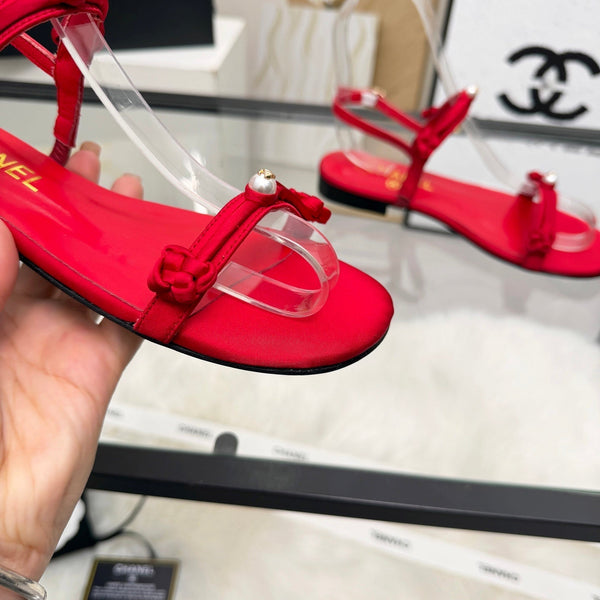 CC 2026 Pearl Sandal Red Satin Leather 692020
