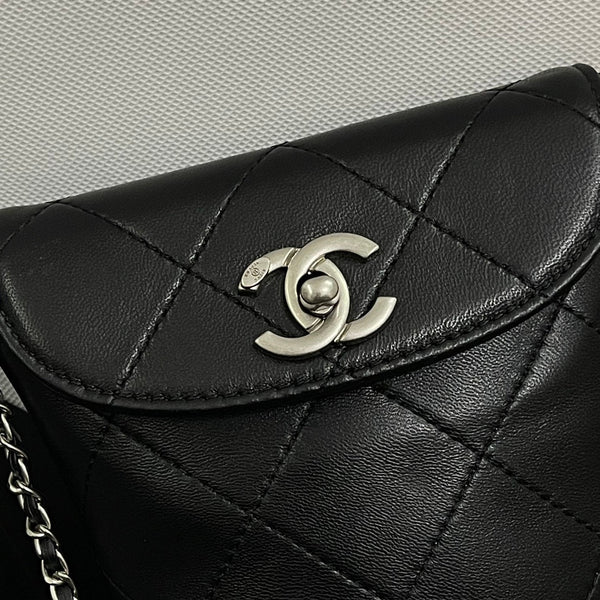 CC Phone Holder Bag 17cm Black Lambskin