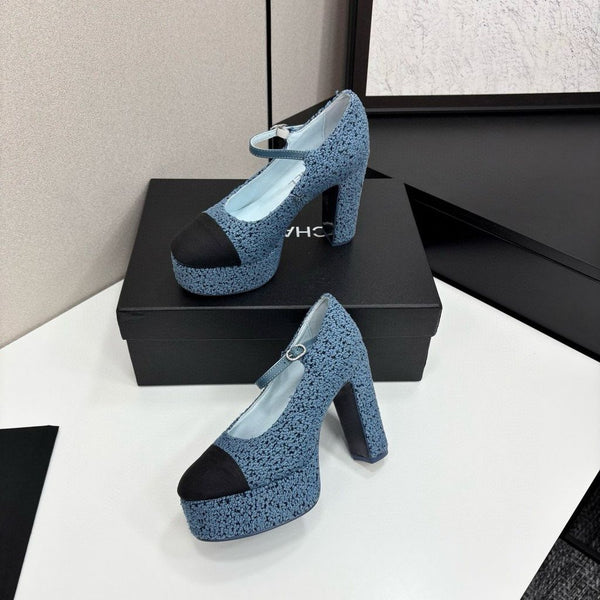 CC 25S Mary Jane Platform 11cm Calfskin Tweed