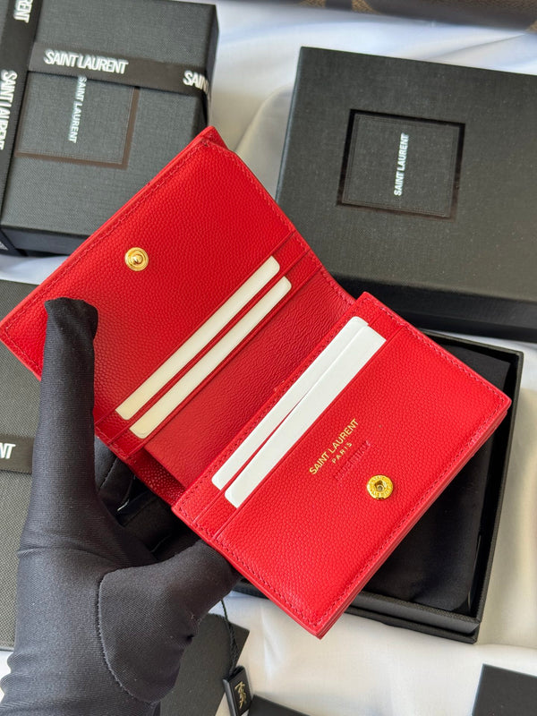 YSL Wallet Red Gold Cowhide 240592