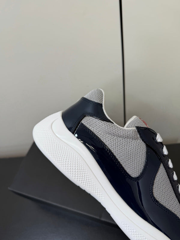 Prada America's Cup Sneaker Black White Patent Leather Mesh 618929
