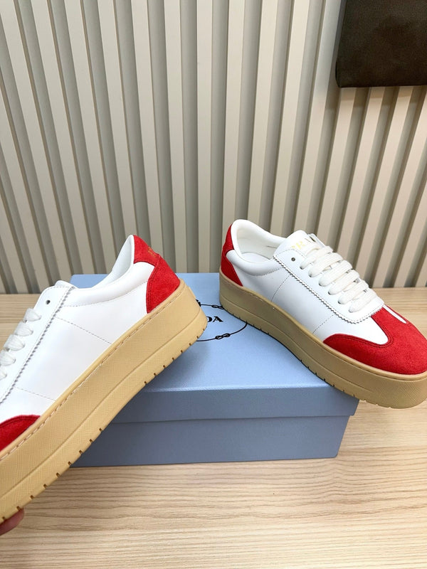 Prada Downtown Bold Red White Nappa Leather & Suede 564145