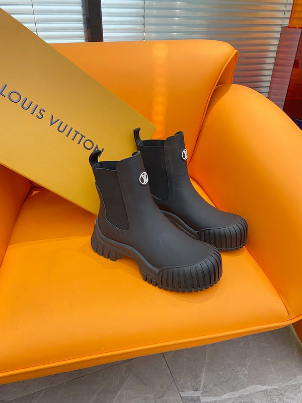 LV Ruby Flat Ankle Boot Black Silk Calfskin