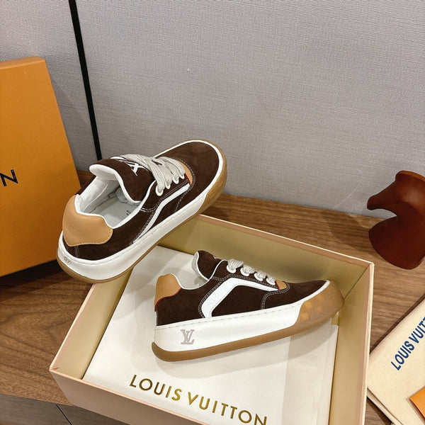 LV 2026 Tilted Sneaker Dark Brown Suede 594937
