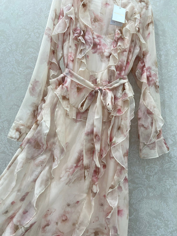 Zimmermann Hypnotic Frill Maxi Dress Cream Peony Cotton 336579