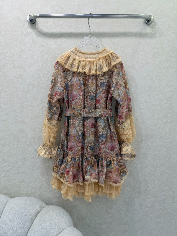 Zimmermann Rebellion Lace-Up Mini Dress Tan Pink Cotton 335958