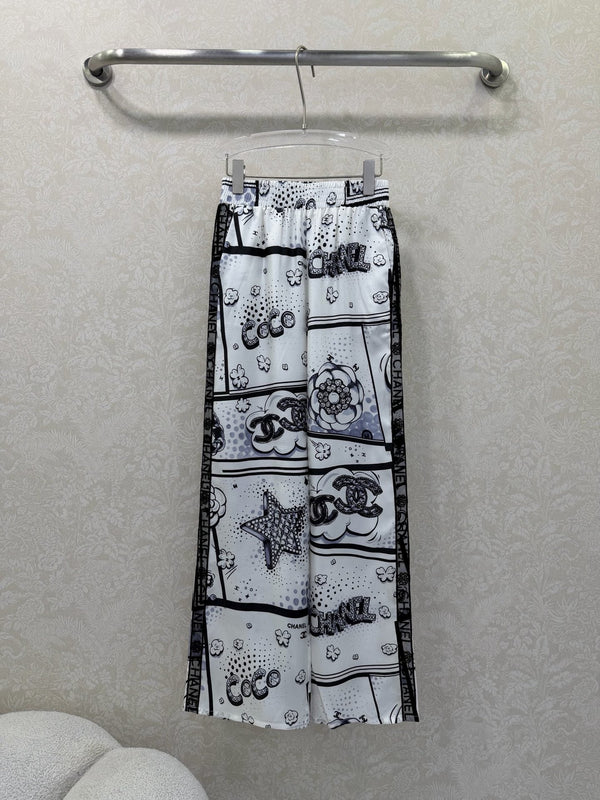 CC Straight Leg Pants Printed Silk 353066
