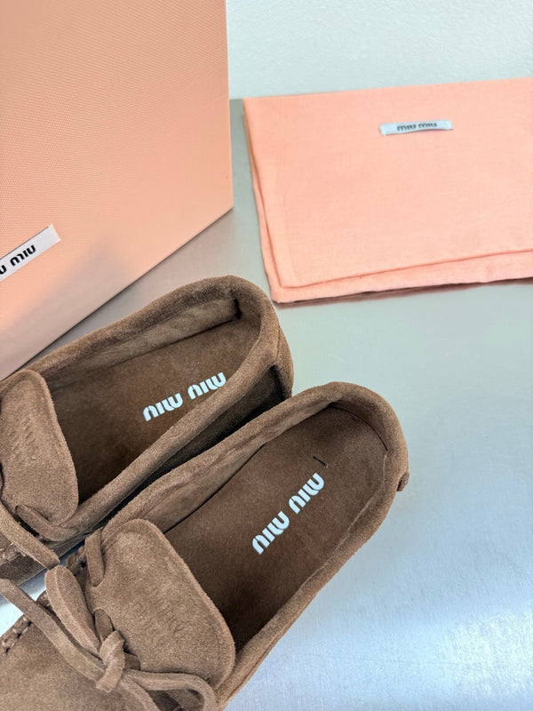 Miu Logo Loafer Coffee Suede 693519