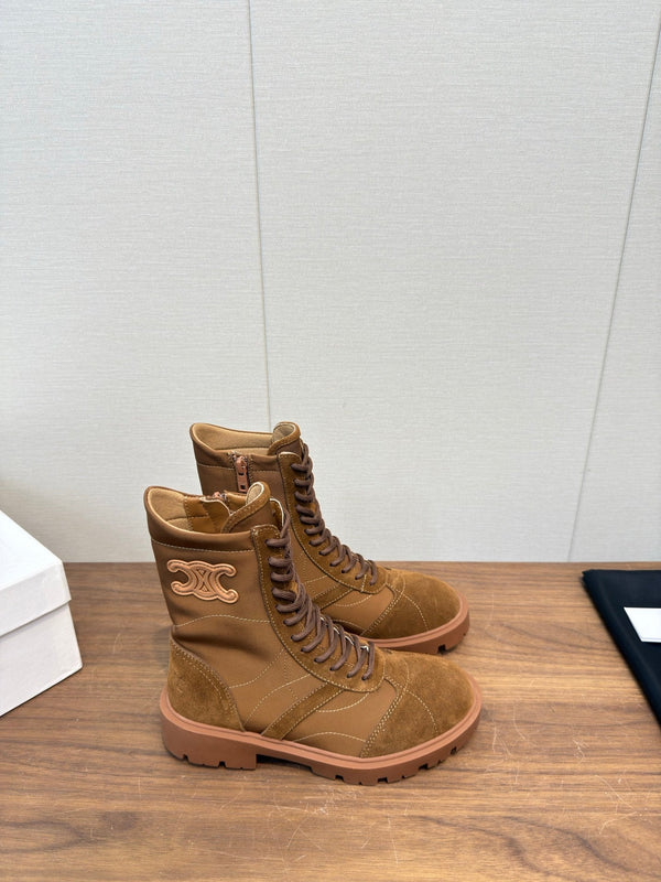 Celine 25 Boot Brown Suede Leather 552394