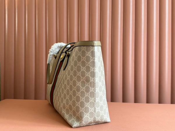 Gucci Ophidia 38cm Bag Beige White Leather Canvas 244453