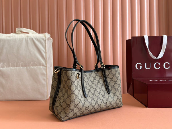 Gucci Ophidia 31cm Bag Ebony Black Canvas 248556