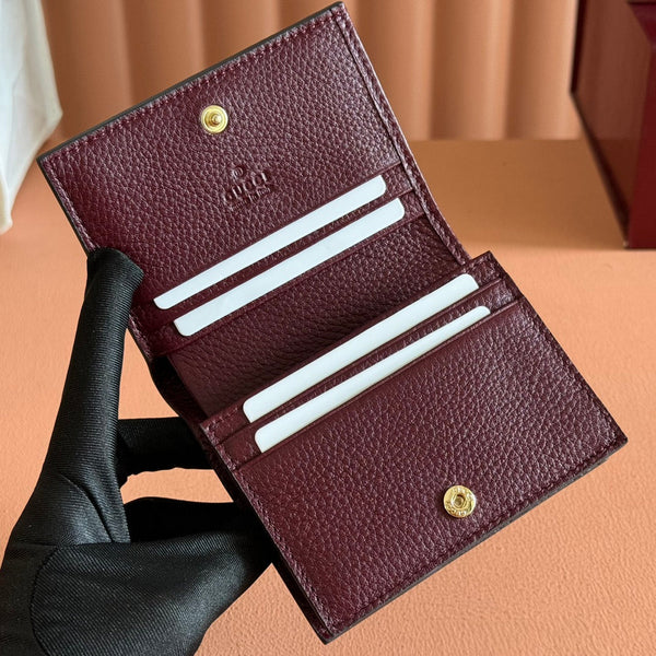Gucci Marmont Wallet Ebony mix Rosso Ancora Red Canvas Leather 255306