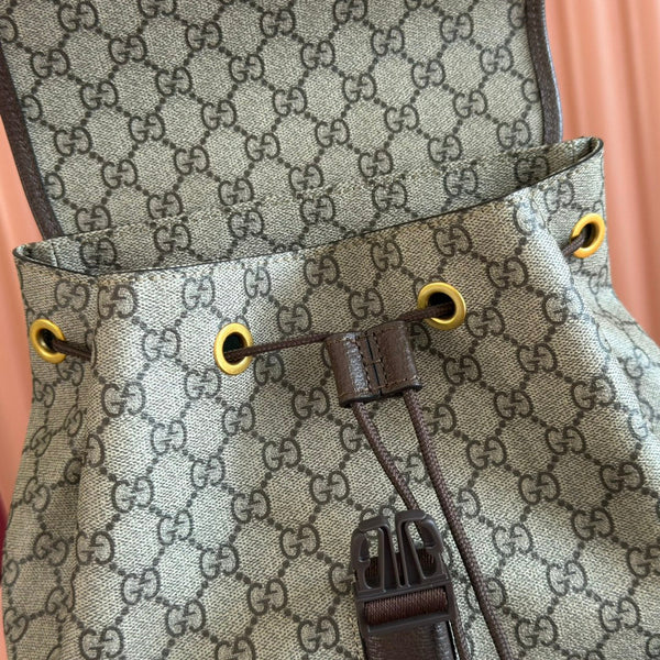 GG 26s Ophidia Large Backpack 40 In Beige And Brown Canvas
