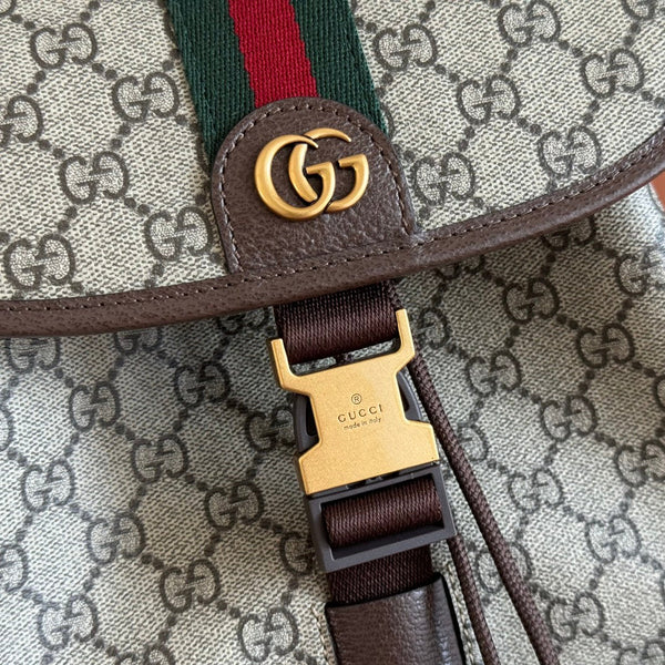 GG 26s Ophidia Large Backpack 40 In Beige And Brown Canvas