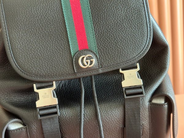 GG 26s Ophidia Large Backpack 46 In Black Calfskin