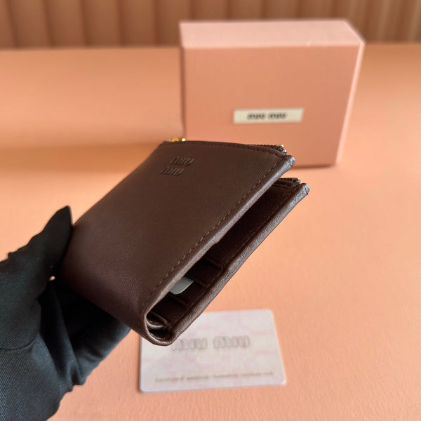 Miu 5MV017 Small Wallet Chocolate Nappa Leather 280828