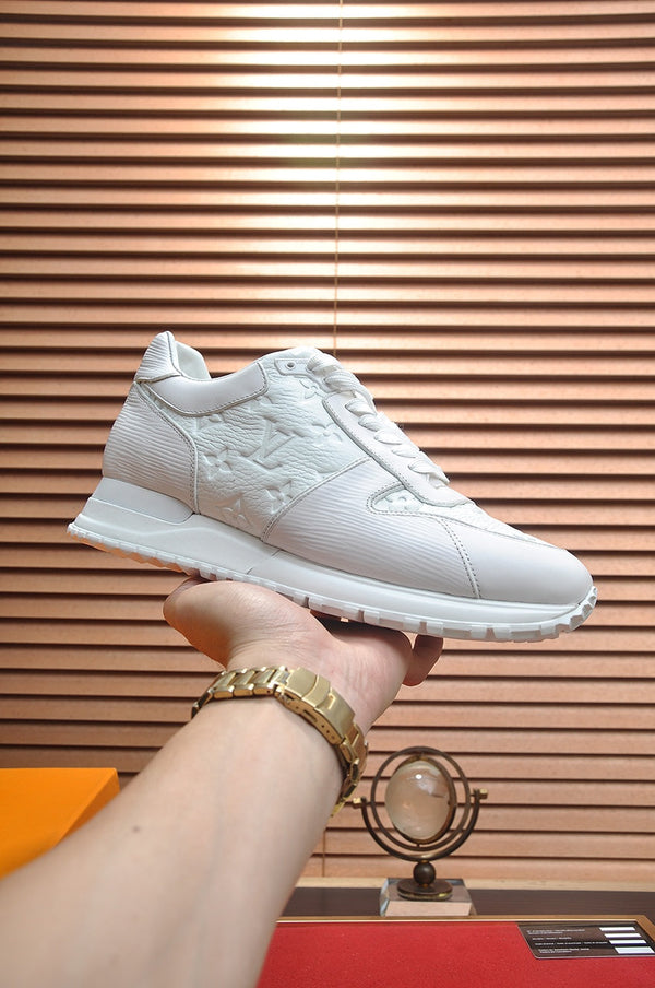 LV TRAINER SHOES IN WHITE EMBOSSED LAMBSKIN