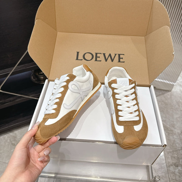 LOEW 26s Ballet Runner 2.0 Brown White Suede Sheepskin 683933