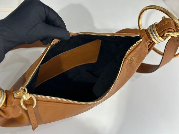 Chloe Small Bracelet 32cm Hobo Bag Brown Grained Calfskin
