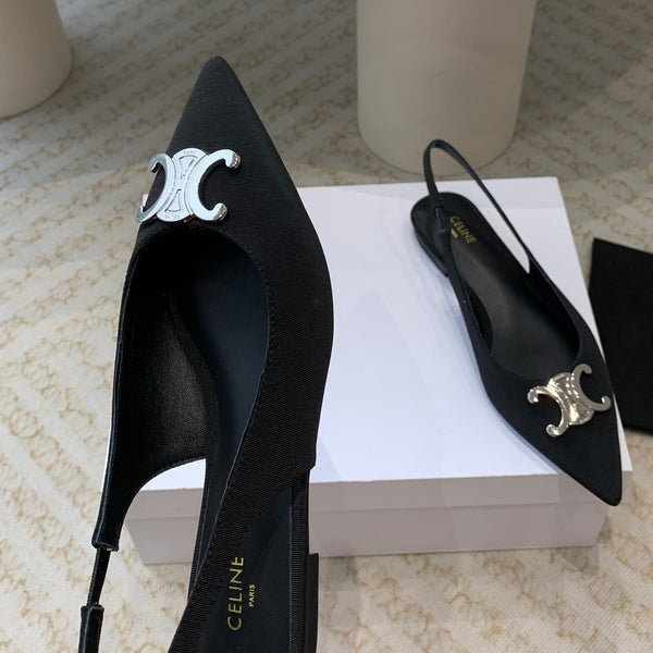 ALMA TRIOMPHE SLINGBACK IN GROS-GRAIN BLACK