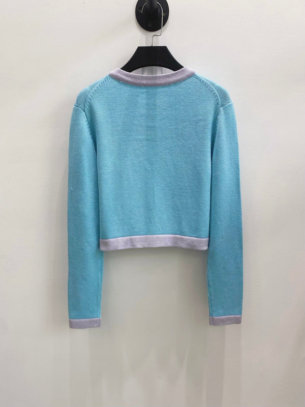 CC 26s Cropped Cardigan Lavender Pastel Blue Wool 423121