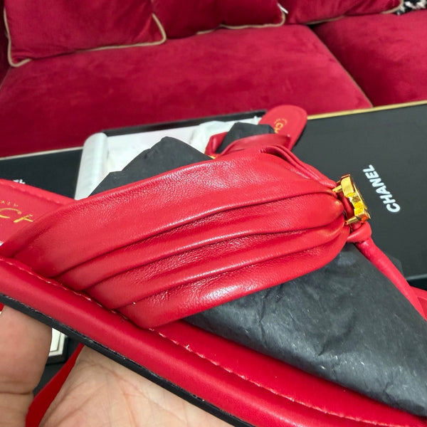 Chanel 2026 Flip-slop Sandal Red Lambskin 742745