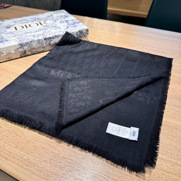 SQUARE SCARF 140 CM IN AEGEAN BLACK WOOL AND SILK 415449