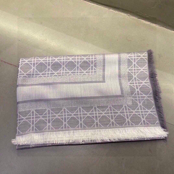 SQUARE SCARF 140 CM IN LIGHT PURPLE MIX WHITE WOOL AND SILK 415456