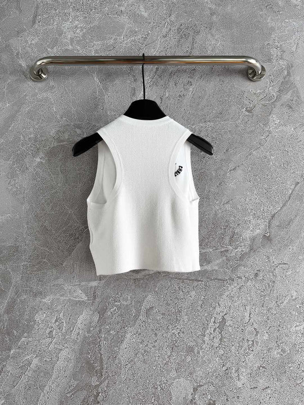 CD High Waist Top White Viscose