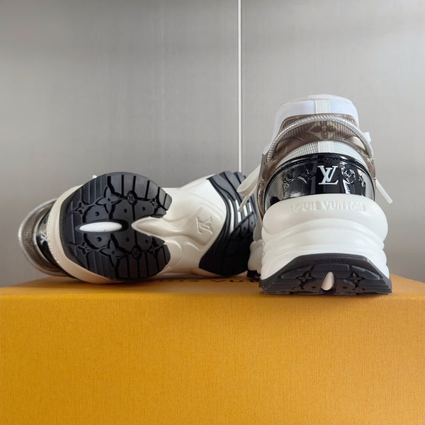 LV Run 55 Sneaker 55mm White Mix Brown Black Monogram Polyester Mesh Fabric