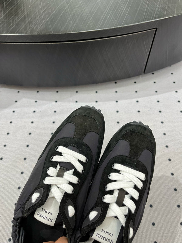 HM Sneaker 10mm In Black Grey Suede And Windbreaker Fabric 954752