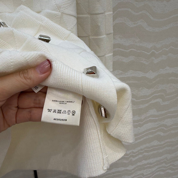 HM "Medor" Long-Sleeve Cardigan White Wool