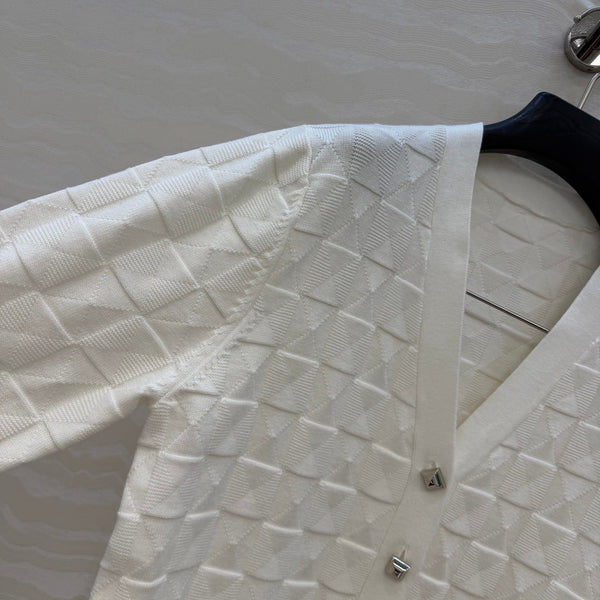 HM "Medor" Long-Sleeve Cardigan White Wool