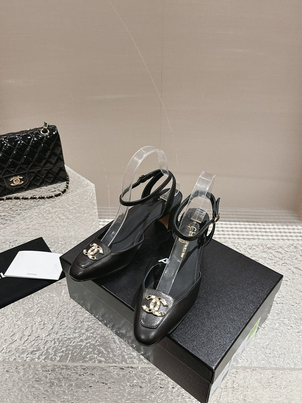 slingbacks 60 black lambskin cc logo