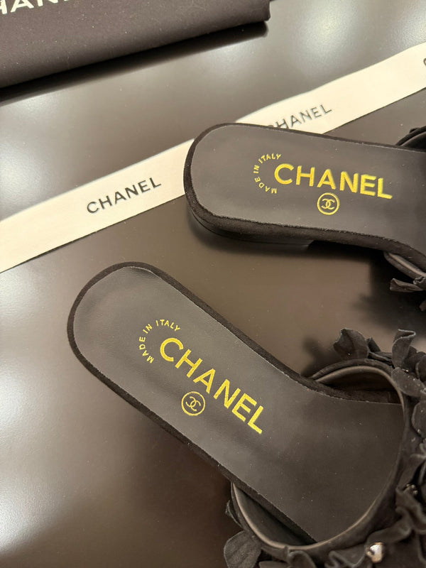 CC 25C Mules Black Suede Strass