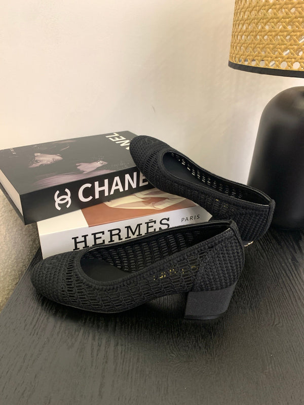 cc 25 ballet flat 50mm black raffia 288821
