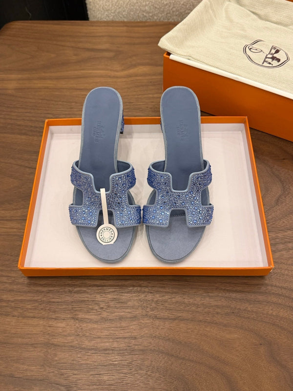HM 26s Oasis Sandal Dusty Blue Suede With Crystals