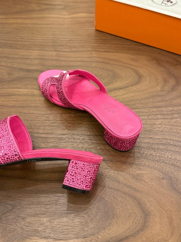 HM 26s Oasis Sandal Pink Suede With Crystals