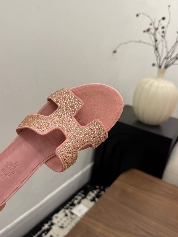 HM 26s Oasis Sandal Light Pink Suede With Crystals