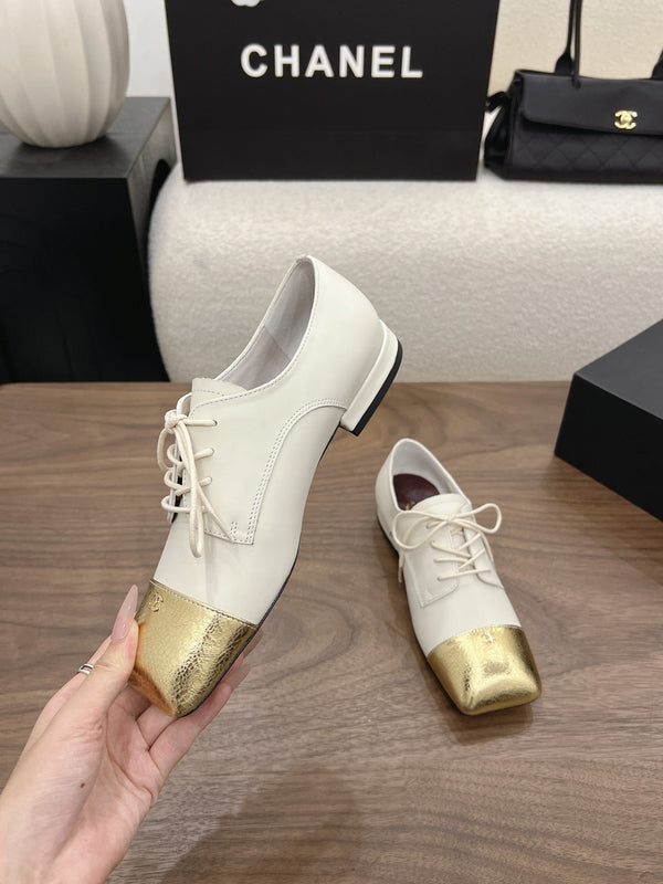 CC 26s Loafer 2cm Gold White Leather 910473